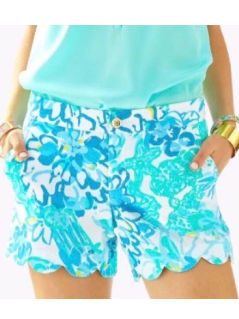 Lilly Pulitzer Buttercup Shorts Scalloped Women’s 0 Resort White In-A-Pinch